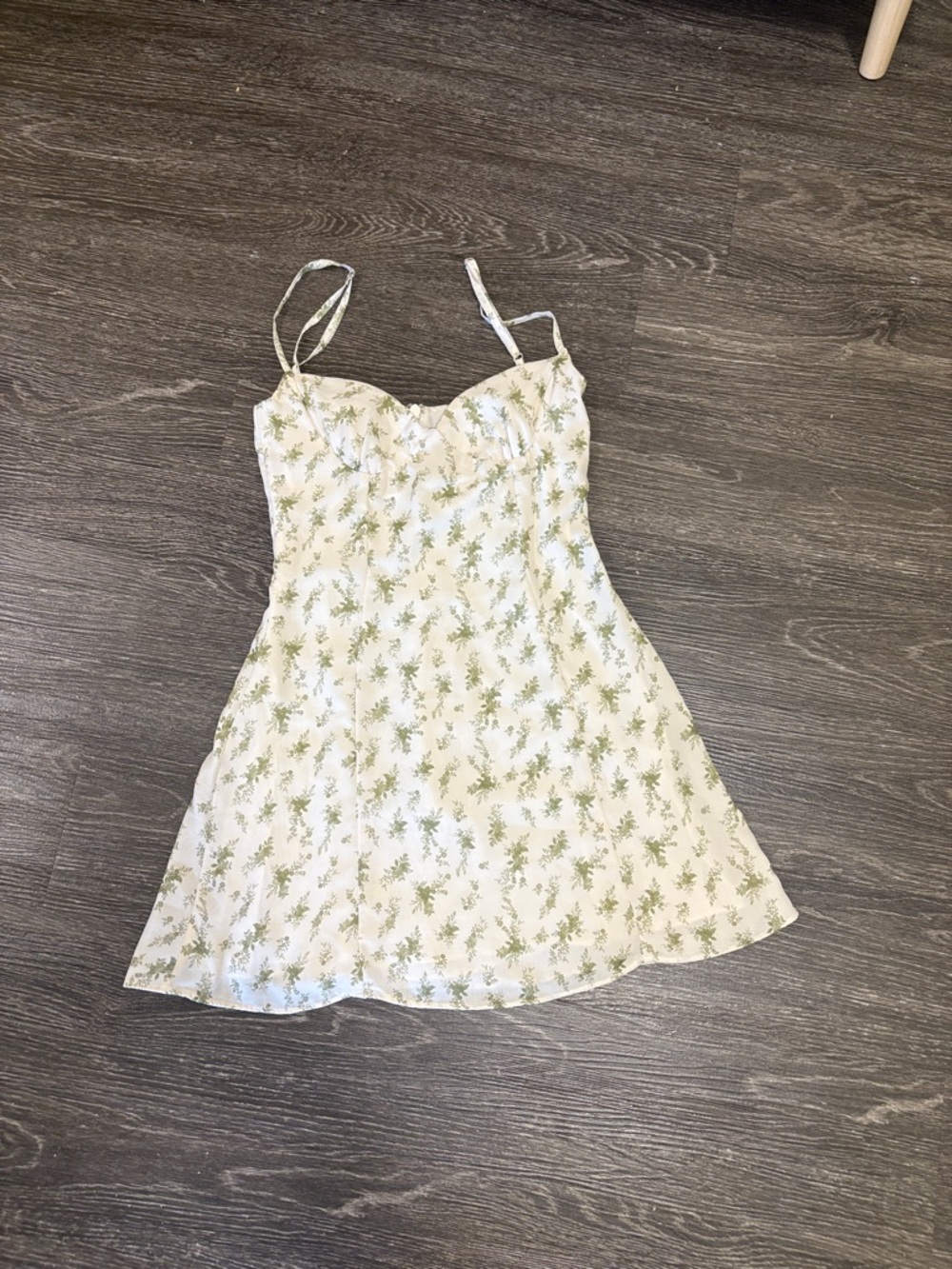 House of CB Cream Floral Slip Dress with Olive Accents